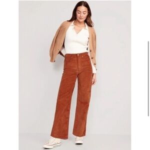 Old Navy Extra High Rise Rust Corduroy Wide Leg Pants Size 14 Tall New With Tags